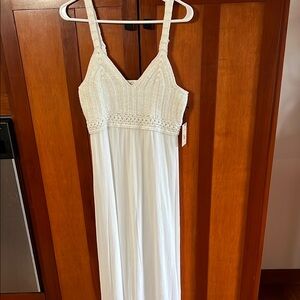 White Crochet Midi Dress